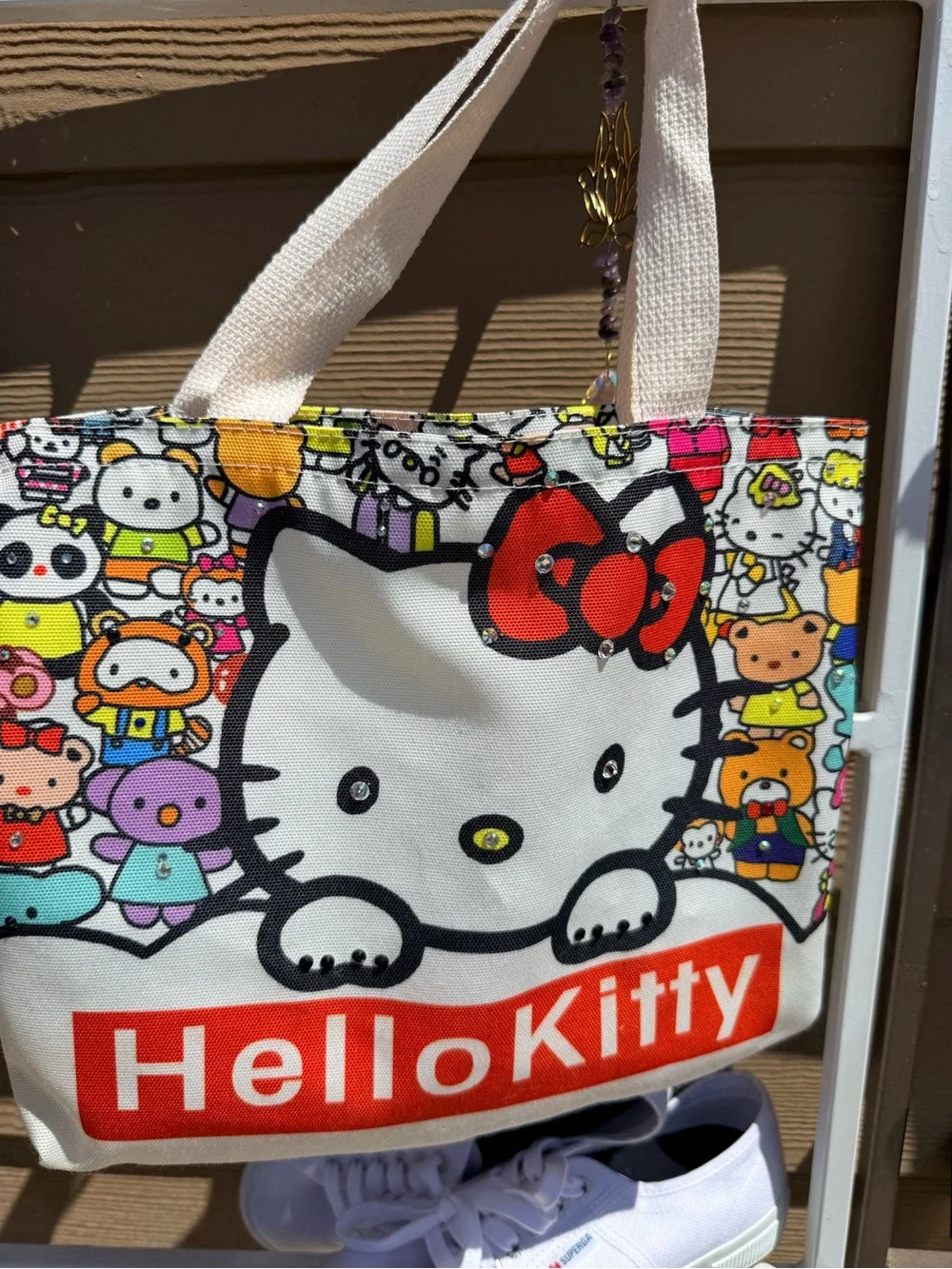 Hello Kitty Colorful Character Canvas Tote - White, Red, Pink, Yellow, Blue